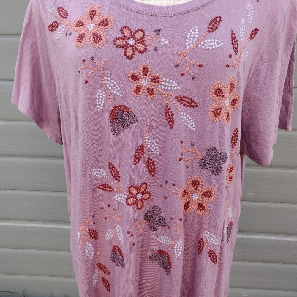 LOGO by Lori Goldstein Women Tunic Size 2x Embroidered Pockets Boho Relaxed - Picture 2 of 9